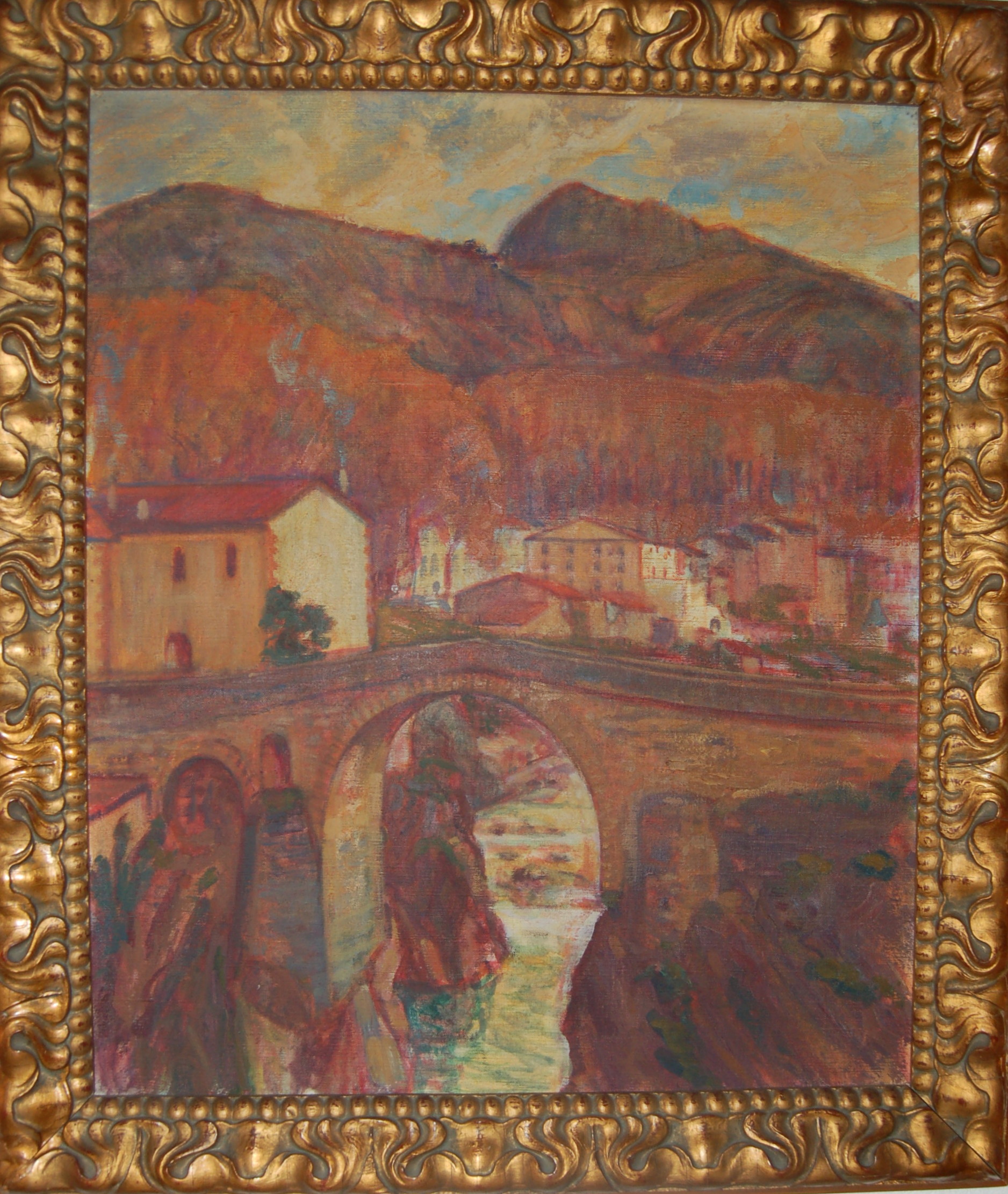Louis Bausil tableau le pont Palalda dans les pyrénees orientales