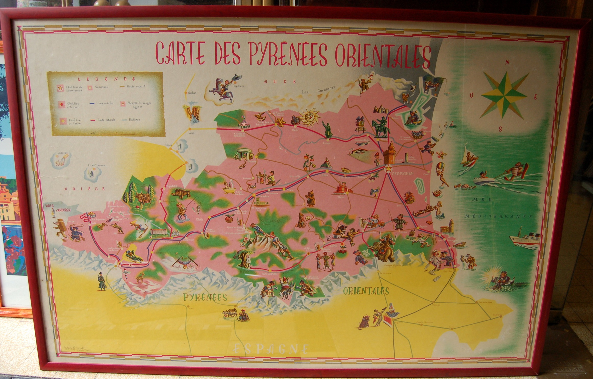 JACINT BOFARULL (1903 - 1977) carte des Pyrénees-Orientales 