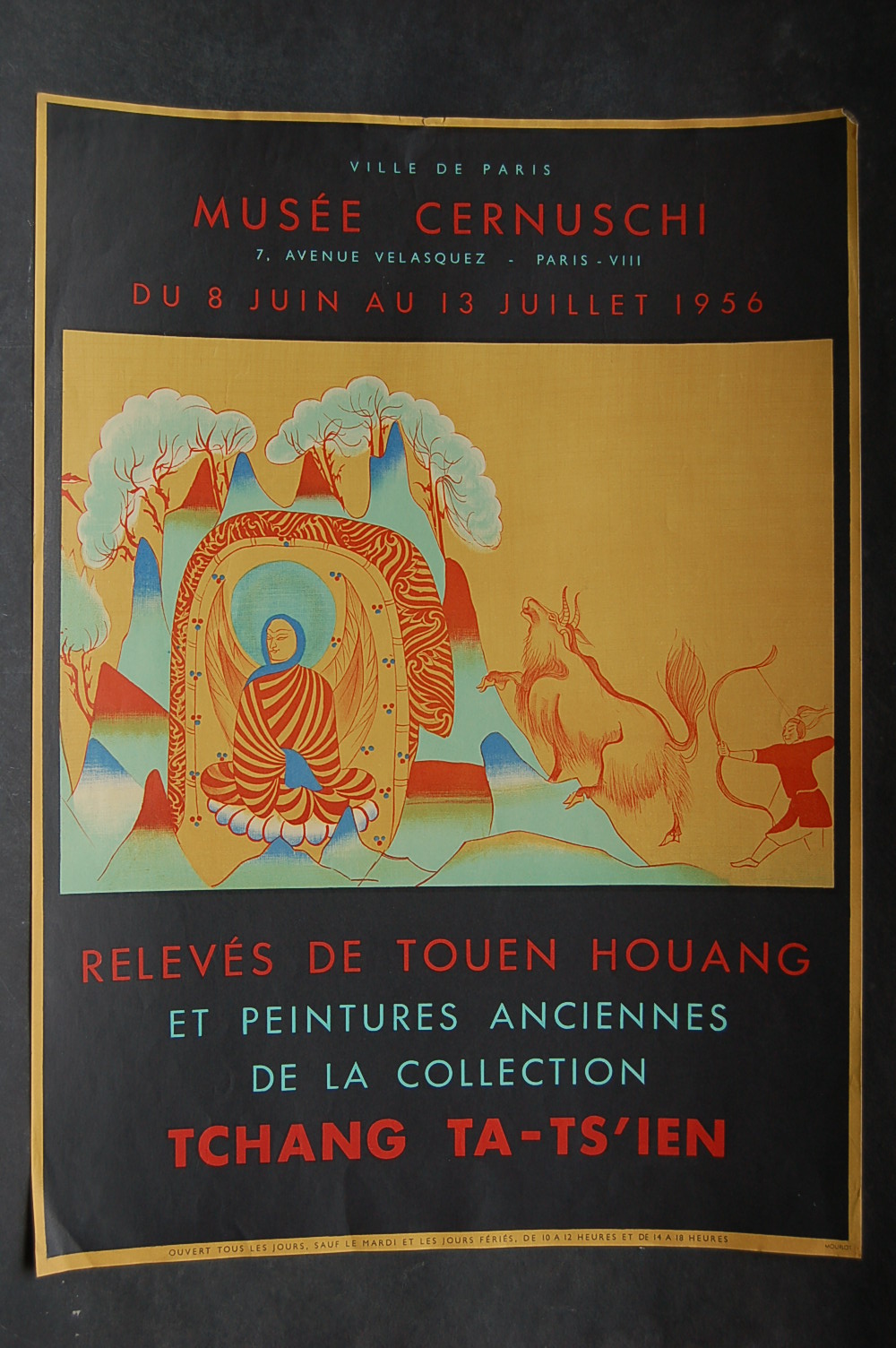 Affiche MUSEE CERNUSCHI 1956 TOUEN HOUENG -TCHANG TA-TS'IEN