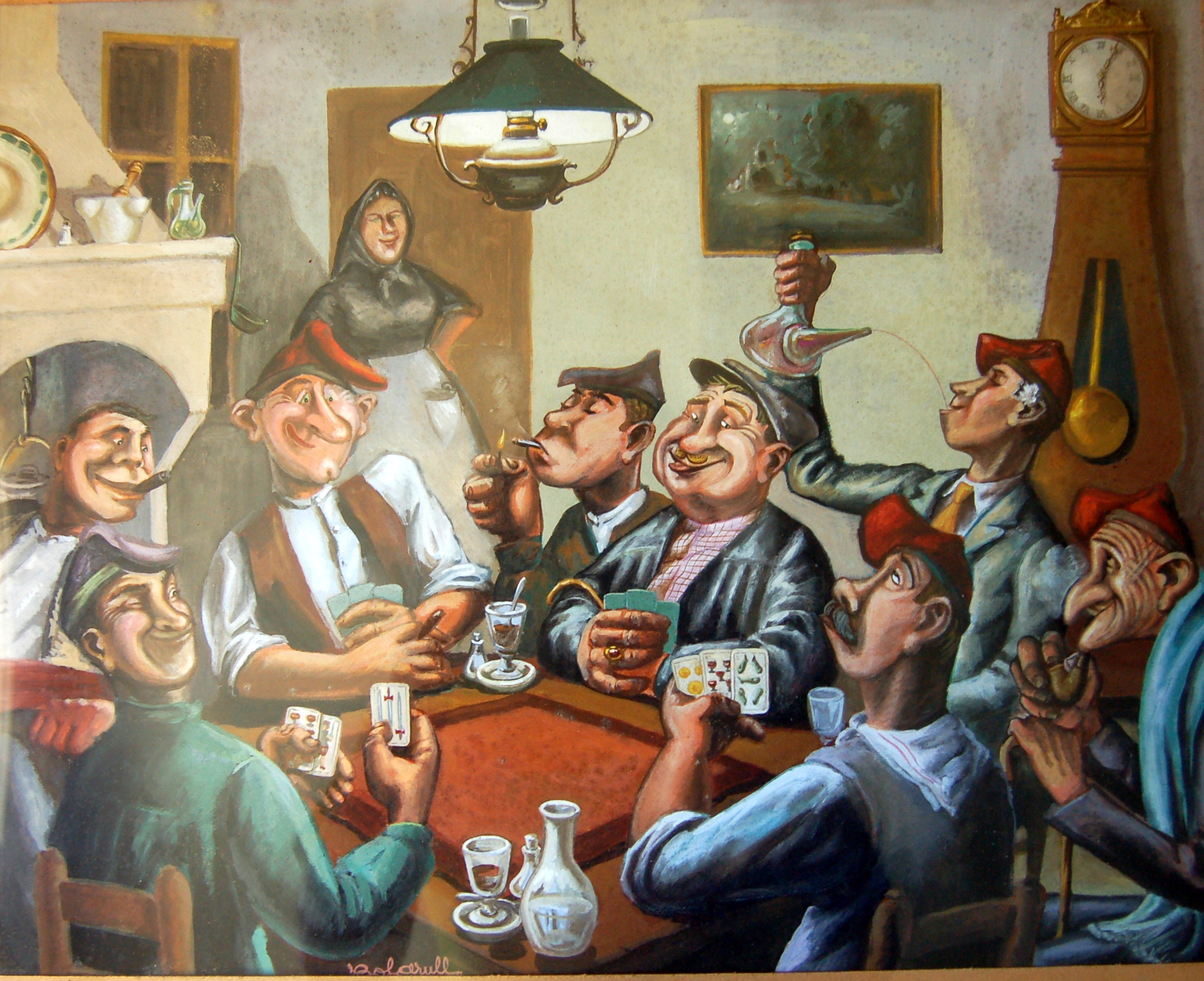 JACINT BOFARULL (1903 - 1977) La partie de Truc .Dibuixant humorístic i decorador de murals