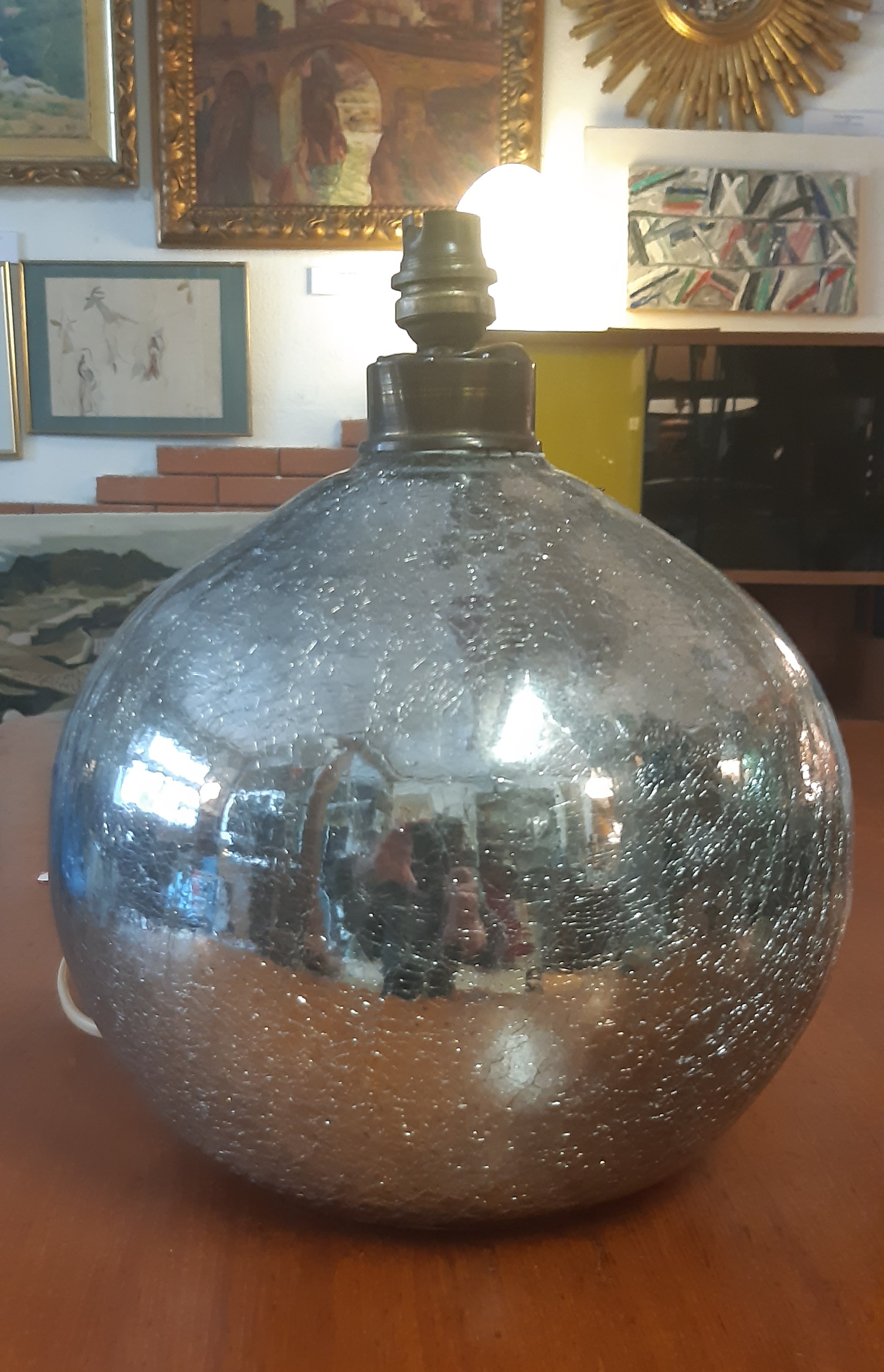 Lampe boule Art déco année 30 verre églomisé