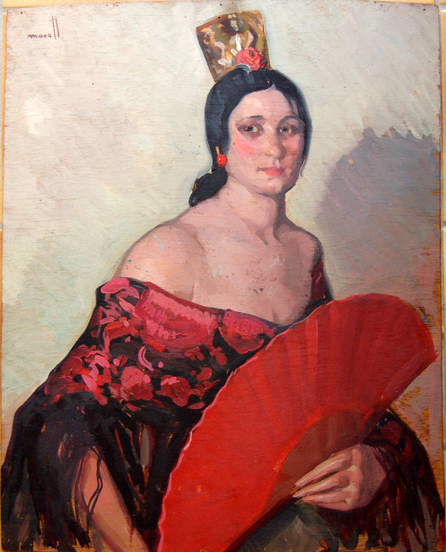 Josep MORELL  MACIAS ((1899-1949)- femme à l'éventail 