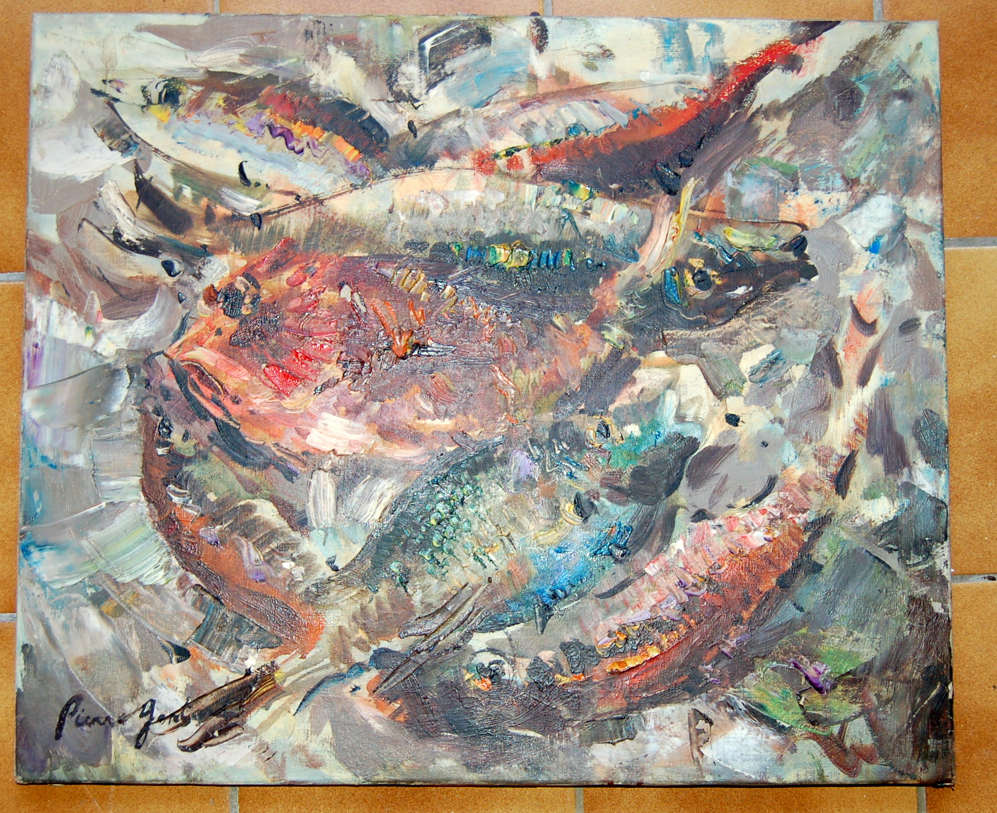 Pierre GONTARD (1927) Nature morte poissons bouillabaisse Marseille