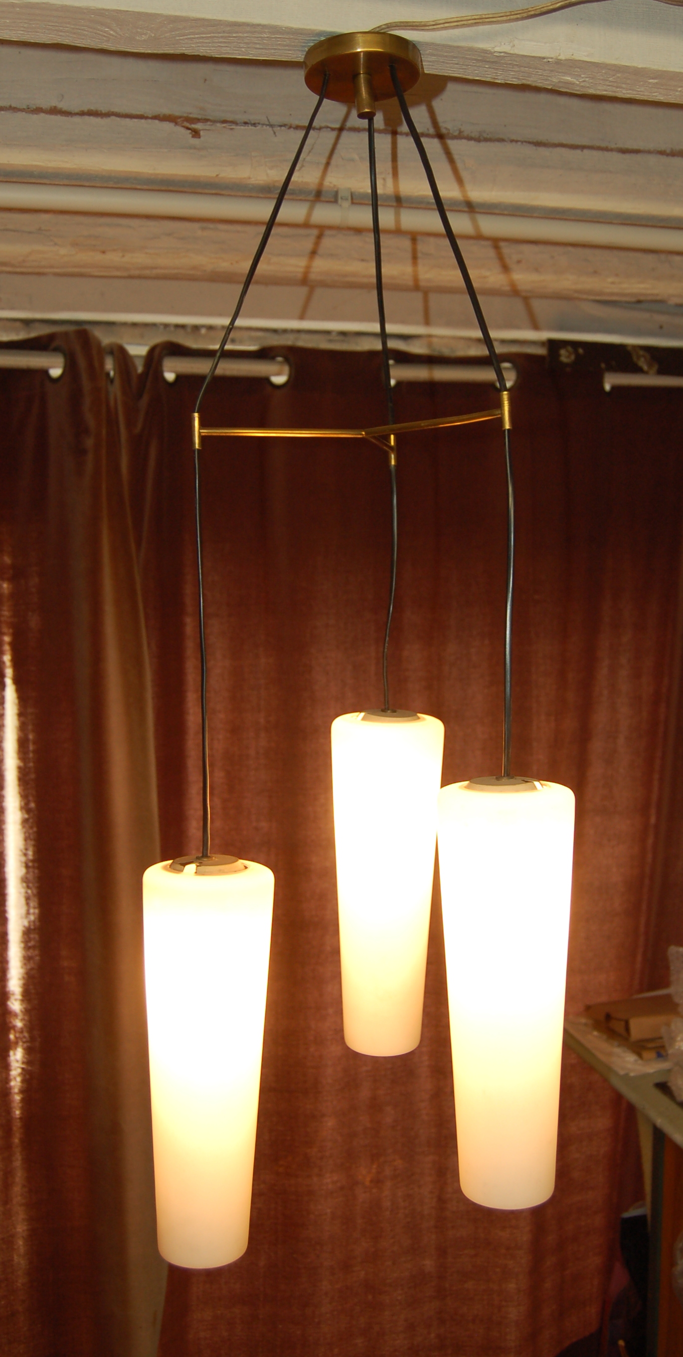 Lustre éditeur LUNEL ROYAL 1961 opalines laiton