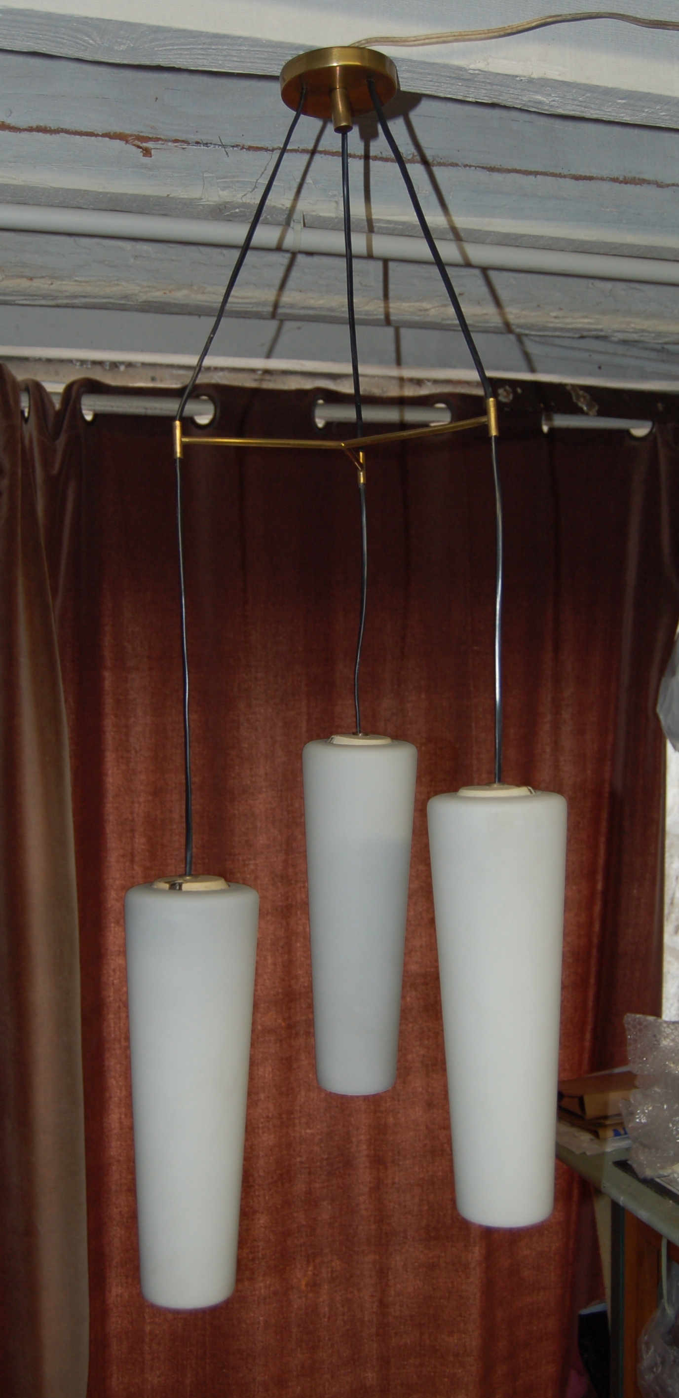 Lustre éditeur LUNEL ROYAL 1961 opalines laiton