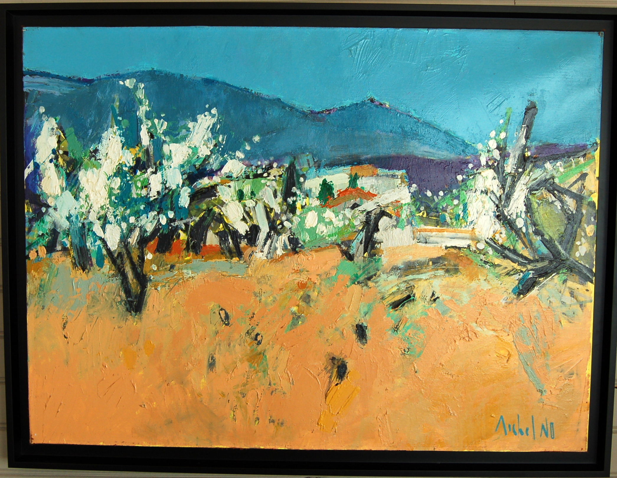 Michel NO (1939) Aube du Printemps Céret Pyrénées-Orientales HST