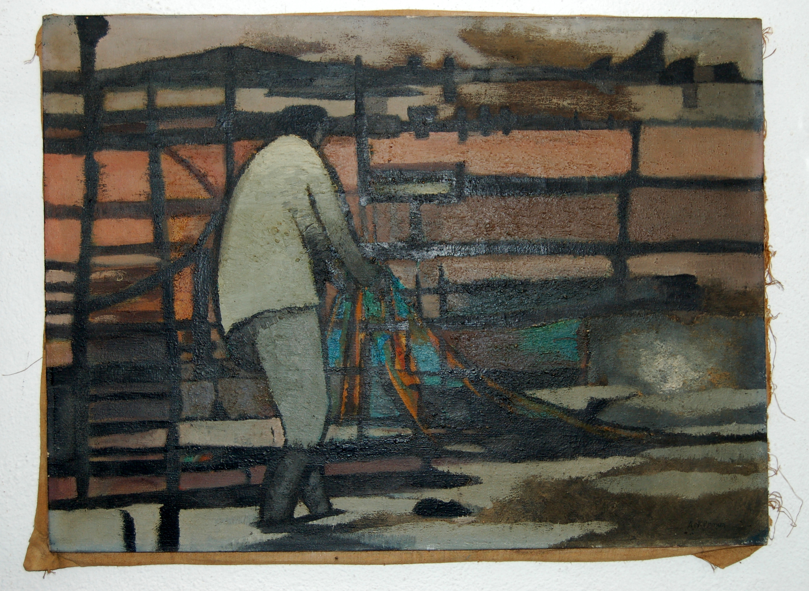 Paul ACKERMAN (1908-1981) Huile sur toile "Le filet"