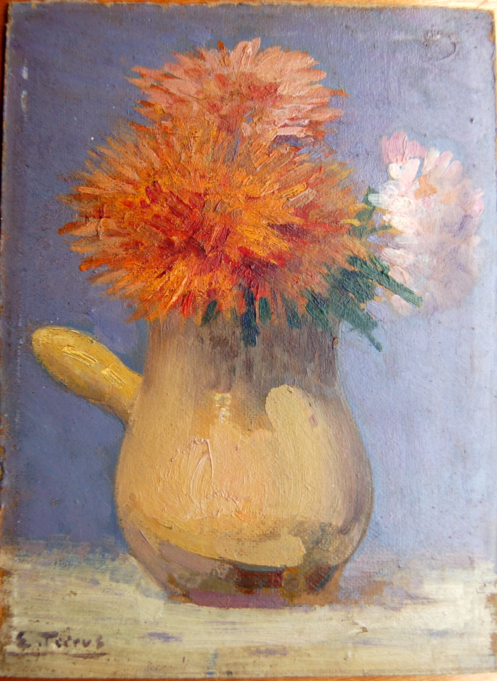 Etienne TERRUS (1857-1922) Dahlia et pot catalan
