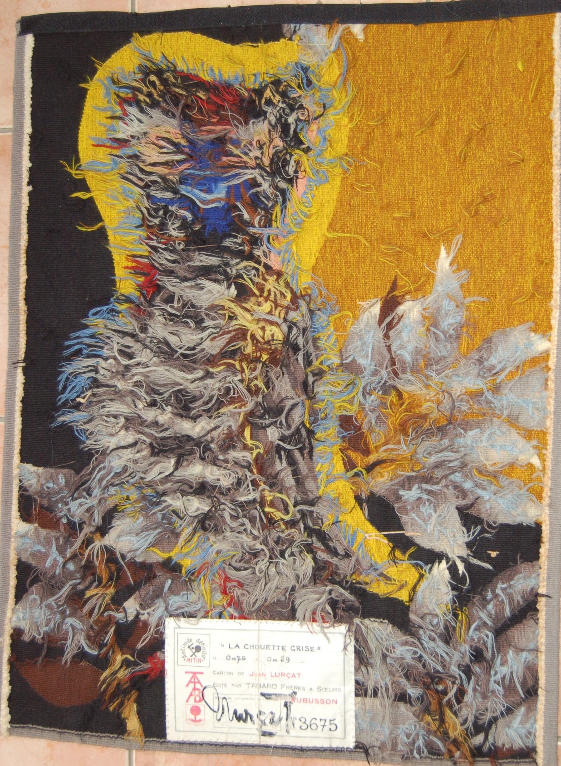 Jean LURCAT (1892-1966)  tapisserie la chouette grise Tabard éditeur Aubusson