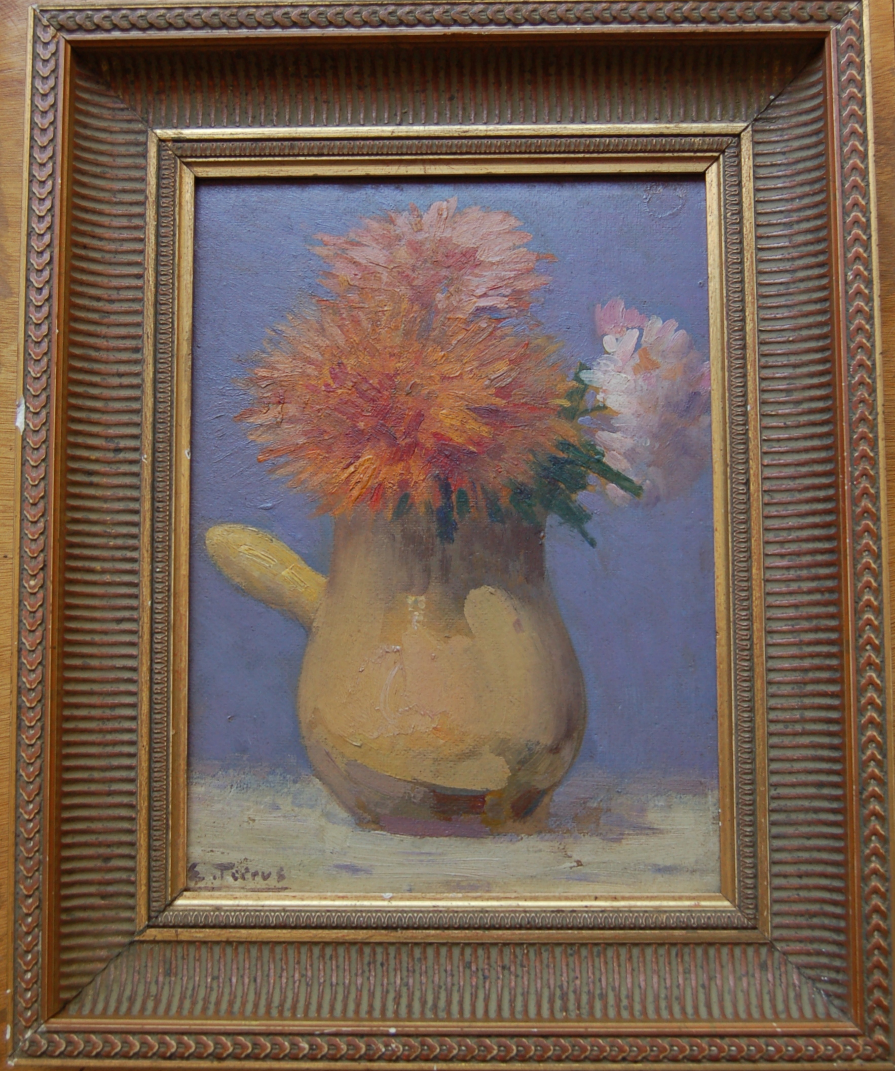 Etienne TERRUS (1857-1922) Dahlia et pot catalan