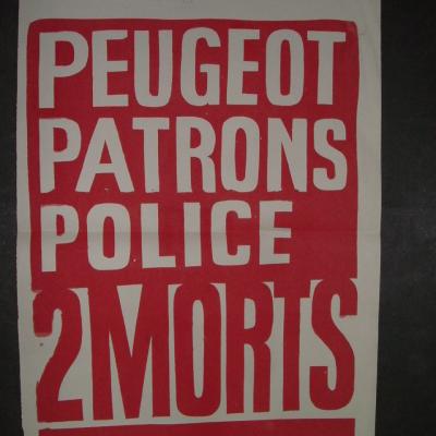 PEUGEOT PATRONS POLICE 2 MORTS affiche mai 68 atelier populaire
