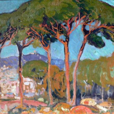 JOSEP MORELL I MACIAS  (1899-1949) Albères et pins à Argeles sur Mer