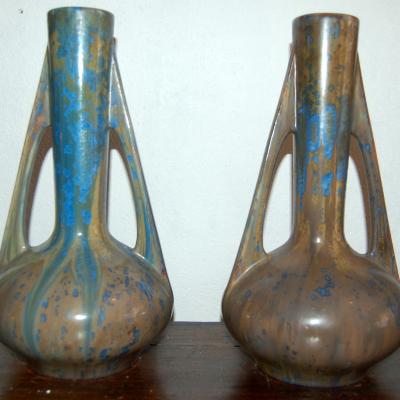 Paire de vases en céramique année 30 Pierrefonds