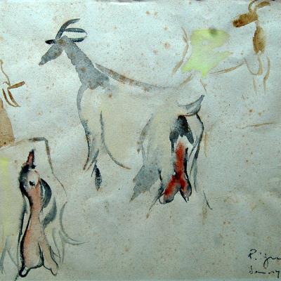 Edouard PIGNON ( 1905-1993) étude de chèvres à Sanary 1950