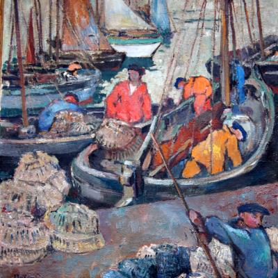 Antonin GUETON ( 1886-1941) Marine retour des pêcheurs. 