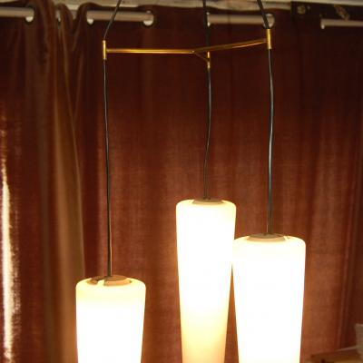 Lustre éditeur LUNEL ROYAL 1961 opalines laiton