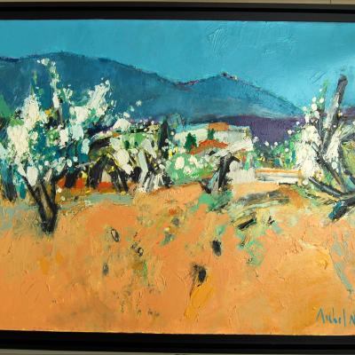 Michel NO (1939) Aube du Printemps Céret Pyrénées-Orientales HST