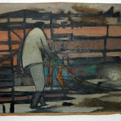 Paul ACKERMAN (1908-1981) Huile sur toile "Le filet"