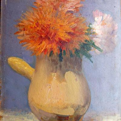 Etienne TERRUS (1857-1922) Dahlia et pot catalan